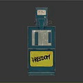 Vintage Blue Fuel Dispenser With Digital Display Freedom Label And Sticker Decorations