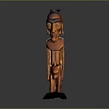 Traditional Wooden Carving Of Human Figure With Detailed Facial Features And Body Structure