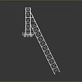 White Metal Grid Sculpture With Slanted Elongated Frame And Wider Top On Dark Reflective Background