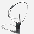 Black Portable Walkie Talkie with Antenna Coiled Earphone Cord and Compact Design