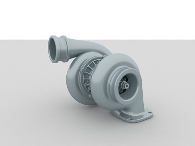 Turbocharged car engine parts 3d model