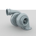 Turbocharged car engine parts 3d model