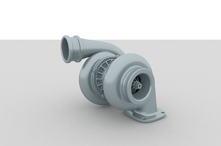 Turbocharged car engine parts 3d model