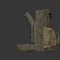 Ancient Stone Archway Structure With Weathered Walls And Stone Pathway
