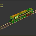 Orange Model Train on Railway Track with Reflective Surface and Gray Background