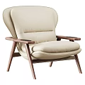 Modern Brown Leather Lounge Chair With Black Solid Wood Frame For Cozy Home Leisure Time