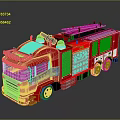 Red Fire Truck Toy Model With Ladder Number 179 And Decorative Details