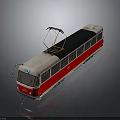 Vintage Red And White Electric Train With Pantograph On Roof Number 27