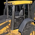Yellow Backhoe Loader Construction Machinery With Front Bucket And Excavator Arm