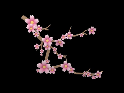 Beautiful Blooming Cherry Blossom Tree With Pink Flowers On Delicate Branches 3d model