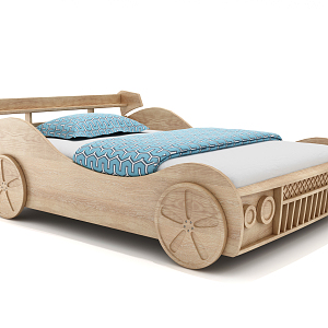 Modern children's bed car shape plate type children's bed 3d model