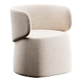 Modern Beige Accent Chair With Curved Armrests And Upholstered Fabric For Contemporary Living Space