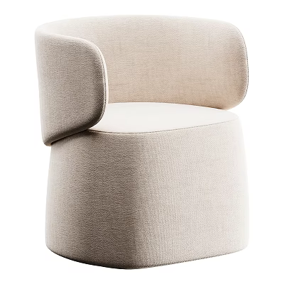 Modern Beige Accent Chair With Curved Armrests And Upholstered Fabric For Contemporary Living Space 3d model