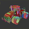 Red Agricultural Tractor With Large Wheels Modern Cabin And Black Tires