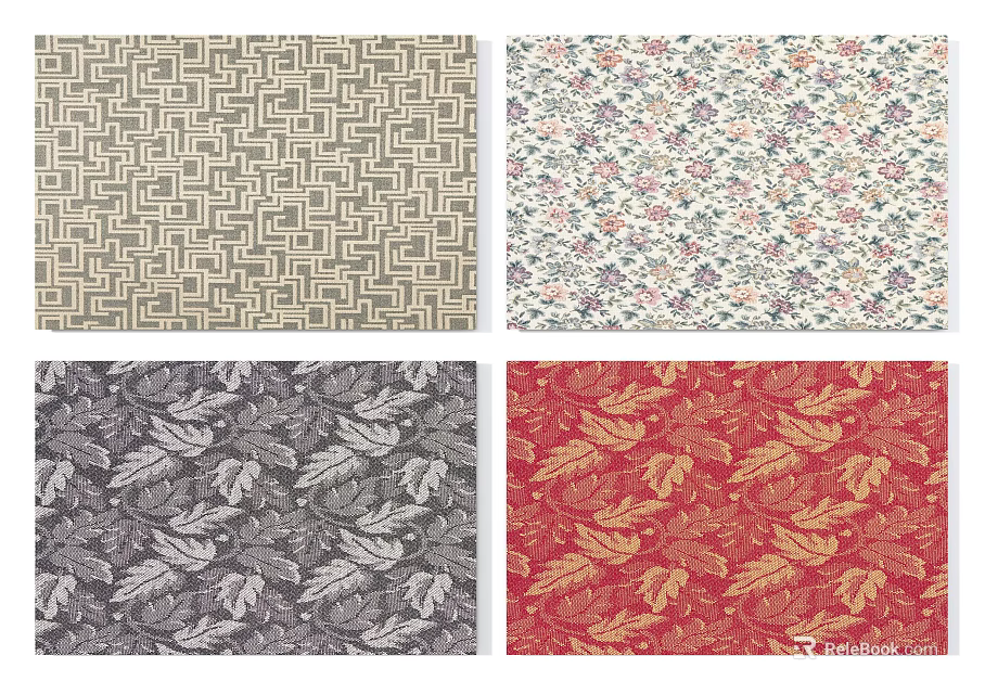 Stylish Square Rugs with Geometric Floral and Leaf Patterns for Interior Decor 3d model