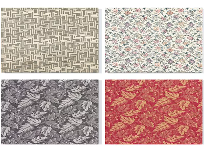 Stylish Square Rugs with Geometric Floral and Leaf Patterns for Interior Decor 3d model
