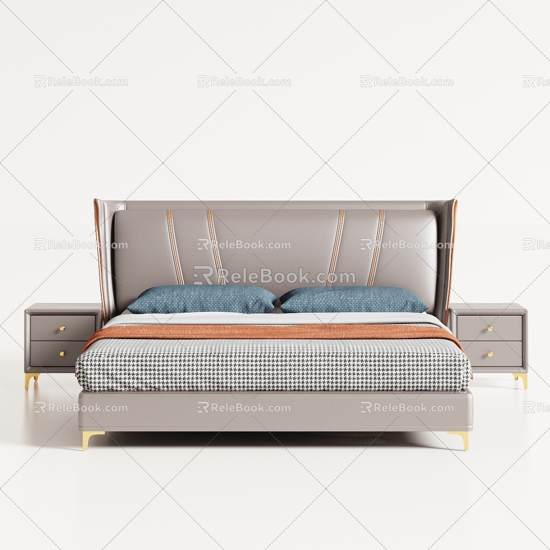 Modern Simple Light Luxury Bedroom Double Bed Soft Bed model