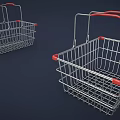Wire Shopping Basket With Red Handles And Sturdy Metal Frame Practical Design