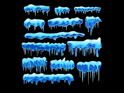 Ice Crystal Icicle Decorative Hanging Ornaments With Frosty Design Elements 3d model