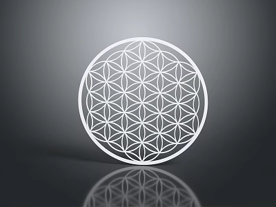 White Circular Decorative Ornament Set With Flower of Life Geometric Design for Home Decor 3d model