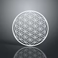 White Circular Decorative Ornament Set With Flower of Life Geometric Design for Home Decor