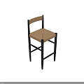 Simple Design Bar Stool With Woven Rattan Seat And Black Wooden Legs Backrest