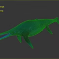 Blue Ichthyosaur With Long Snout And Fin Like Limbs 3D Model On Dark Surface