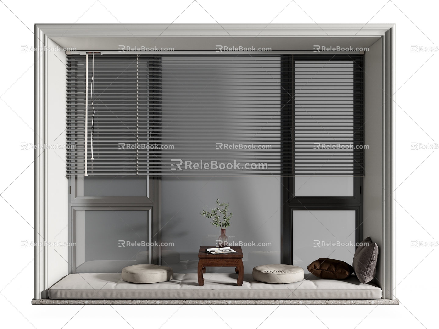 Modern Bay Window Cushion Bay Window Table 3d model