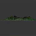 Island Terrain 3D Model with Mountainous Landforms Coastal Areas Green Vegetation and Blue Ocean