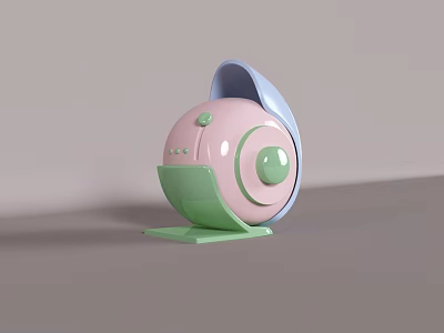 Colorful Round Headphone Speaker With Pink Green And Blue Modern Design 3d model
