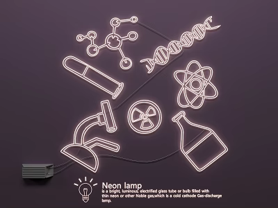 Science Theme Neon Lighting Combo with Test Tube Molecular Structure Atom Model Microscope 3d model