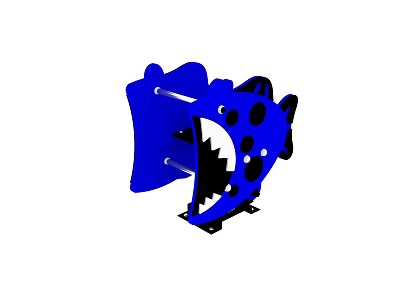 Blue Shark Head Shaped Playground Equipment With Black Spots And Open Mouth 3d model