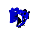 Blue Shark Head Shaped Playground Equipment With Black Spots And Open Mouth