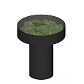 Modern Round Top Coffee Table With Cylindrical Base And Green Plants Inside