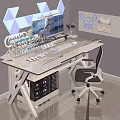 Modern Gaming Desk with RGB Lighting Monitor Keyboard Mouse and Speakers Ergonomic Chair