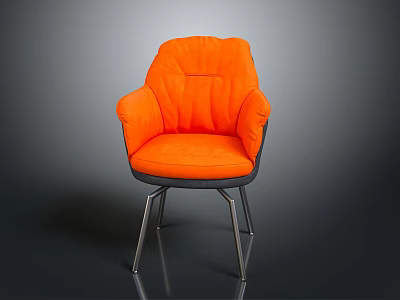 Orange Accent Chair With Padded Seat Back Armrests And Metal Legs Modern Design 3d model