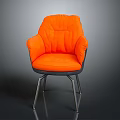 Orange Accent Chair With Padded Seat Back Armrests And Metal Legs Modern Design