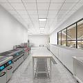 Industrial Warehouse Interior with Metal Racks Cardboard Boxes Aisle and Ceiling Lights