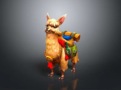 Colorful Llama Decorative Figurine With Backpack And Vibrant Home Decor Elements 3d model