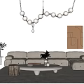 Modern sofa coffee table combination 3d model