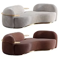 Modern Sectional Sofa with Curved Design and Golden Metal Accents in Two Colors