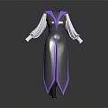Sleek Silver Dress With White Long Sleeves And Purple Accent Details