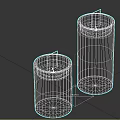 Two Cylindrical Cream Colored Lit Candle Lamps On Grey Background