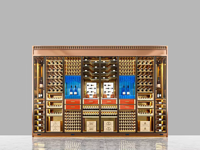 Elegant Modern Wine Cabinet With Metal Frame Glass Door And Wine Bottle Storage Racks 3d model