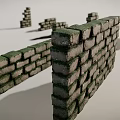 Moss Covered Stone Wall Blocks With Textured Surfaces And Stacked Segments 3d model