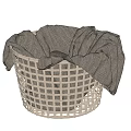 Gray Woven Storage Basket with Soft Gray Fabric Inside for Home Organizing 3d model