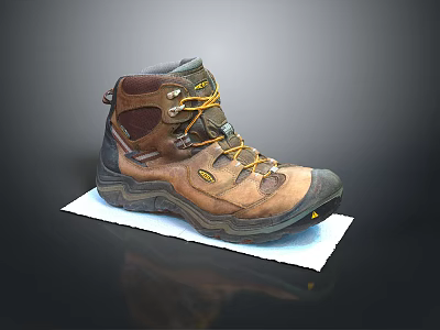 Brown Hiking Boots With Yellow Laces And Thick Sole For Outdoor Hiking Trips 3d model