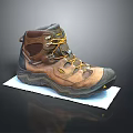 Brown Hiking Boots With Yellow Laces And Thick Sole For Outdoor Hiking Trips