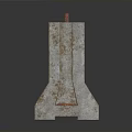 Concrete Construction Block With Rusted Surface And Red Handles On Top 3d model