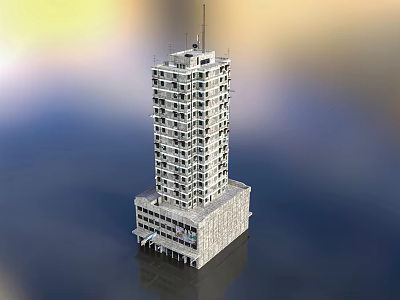 Modern High Rise Building Architectural Design With Multi Storey Structure And Windows 3d model